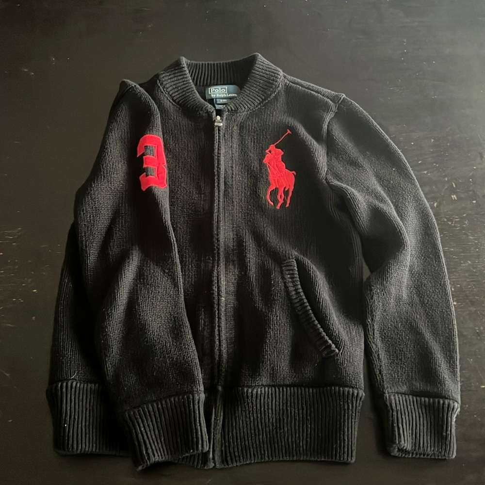 Excellent Pre-Loved Ralph Lauren Kids big polo zip up cardigan.